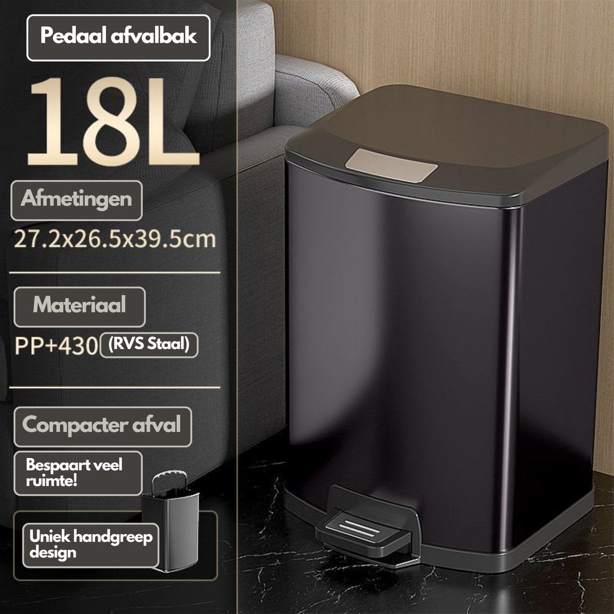 Pedaal Prullenbak 18L