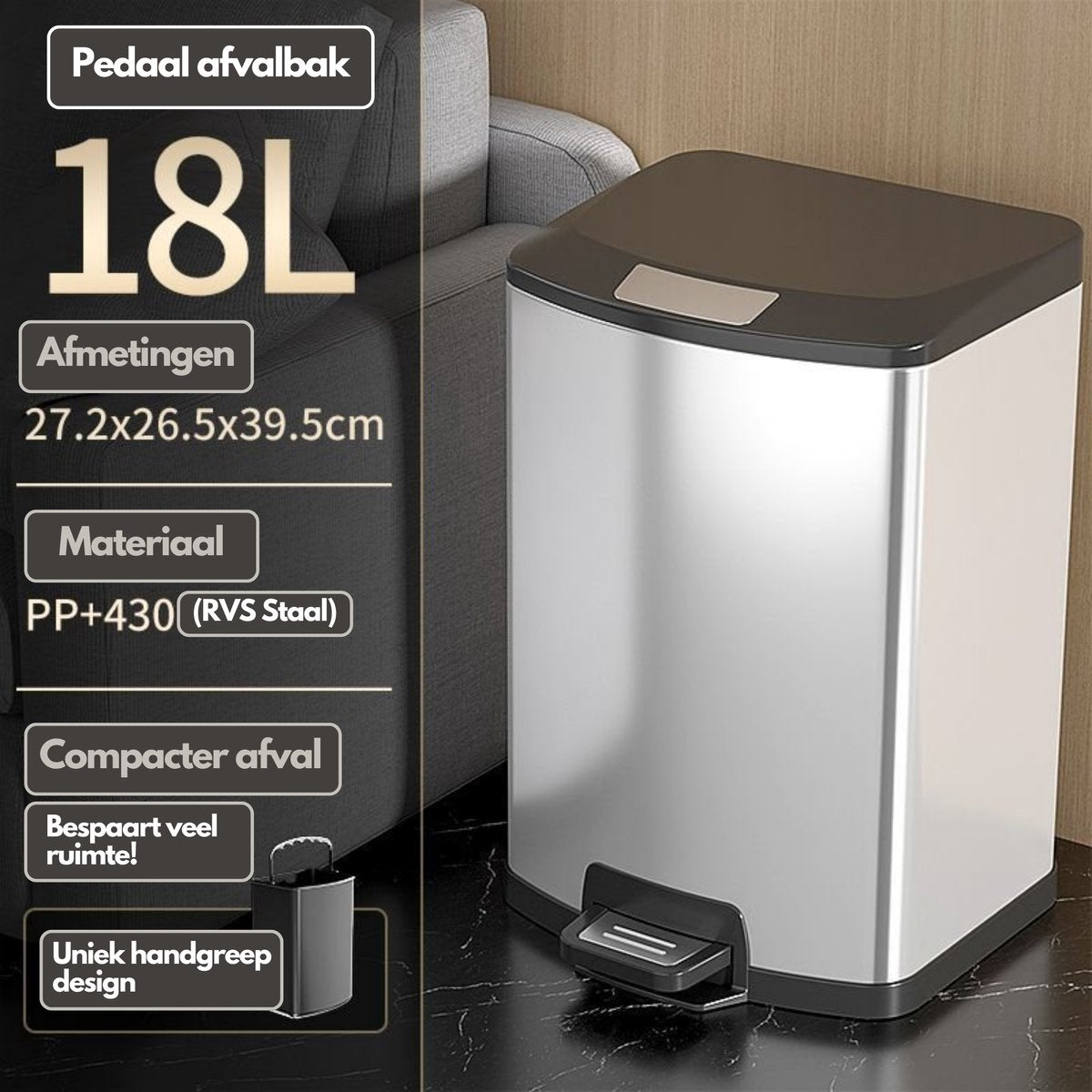 Pedaal Prullenbak 18L